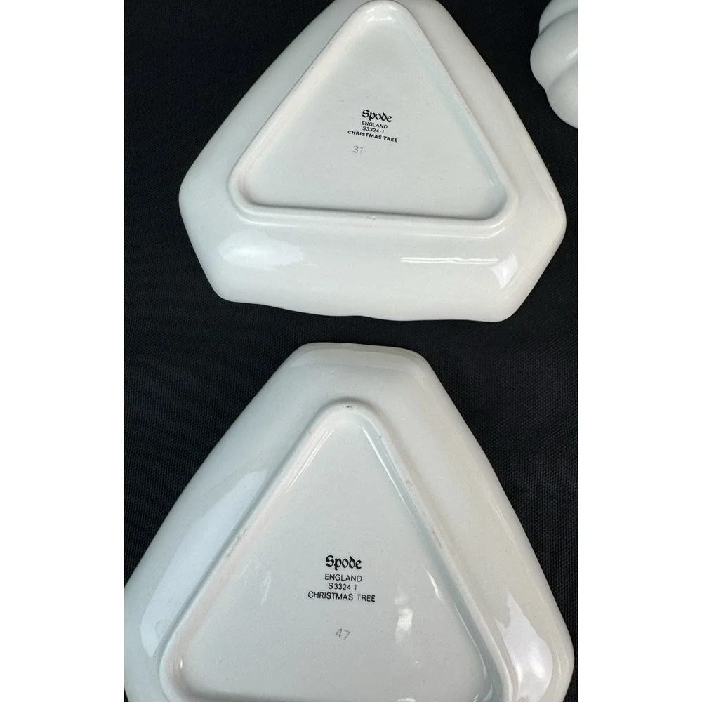 Spode Christmas Tree Pattern Lot Of 5 Small Trays Square Oval & Triangle